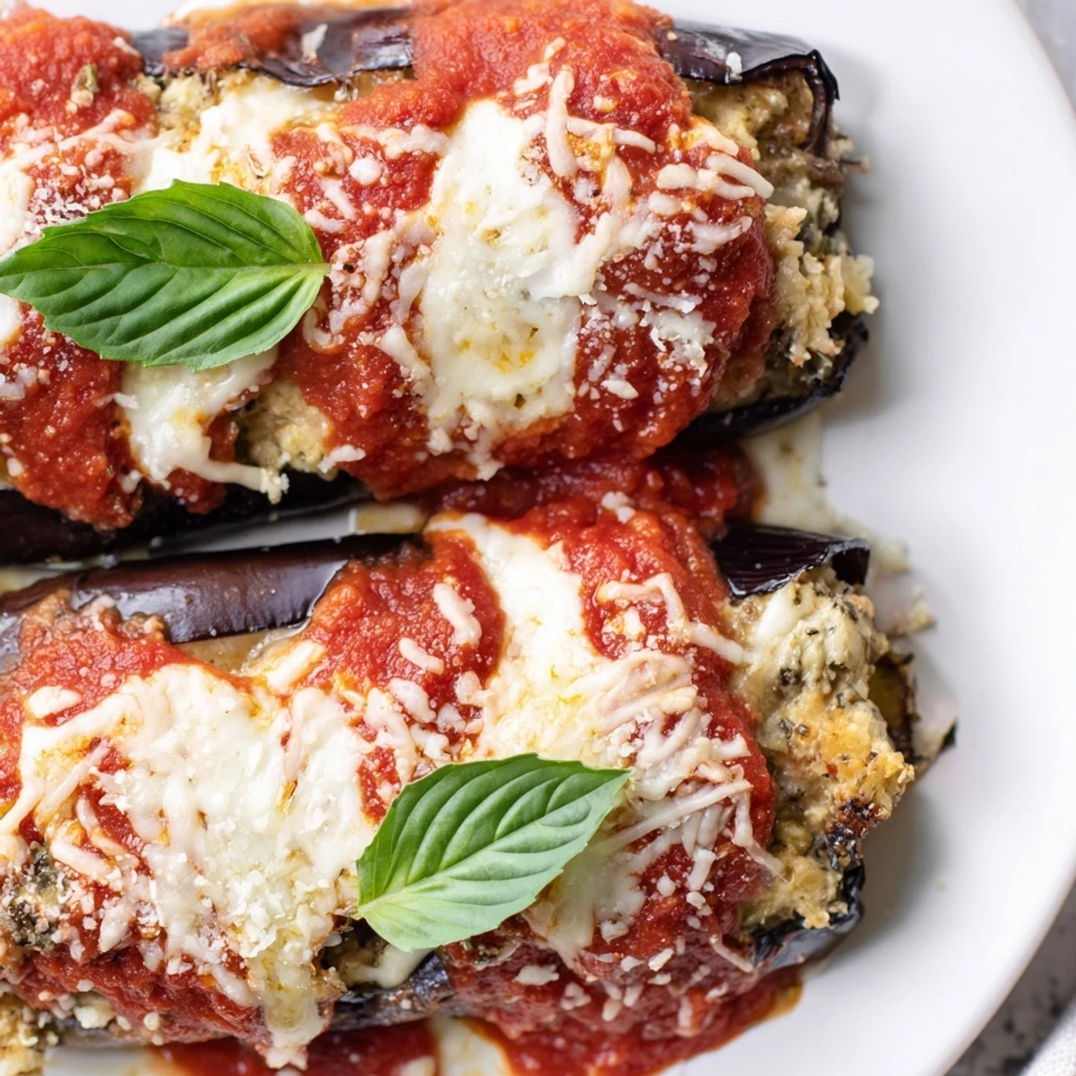 Golden-baked Baked Eggplant Rollatini, featuring tender eggplant rolls, filled with cheese and herbs.