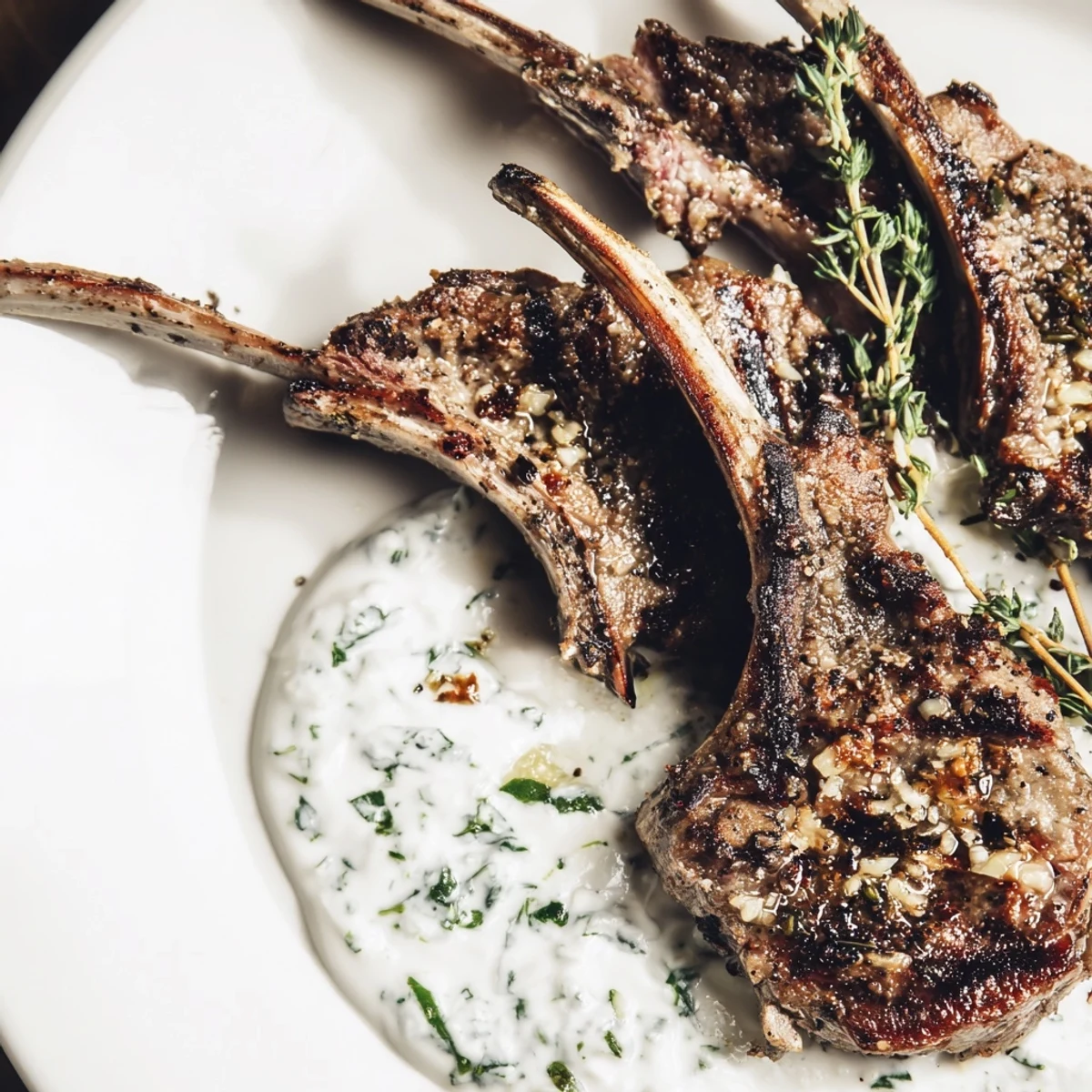 Golden-brown Grilled Lamb Cutlets sizzling on a grill with fresh rosemary sprigs and lemon wedges nearby, ready to serve.