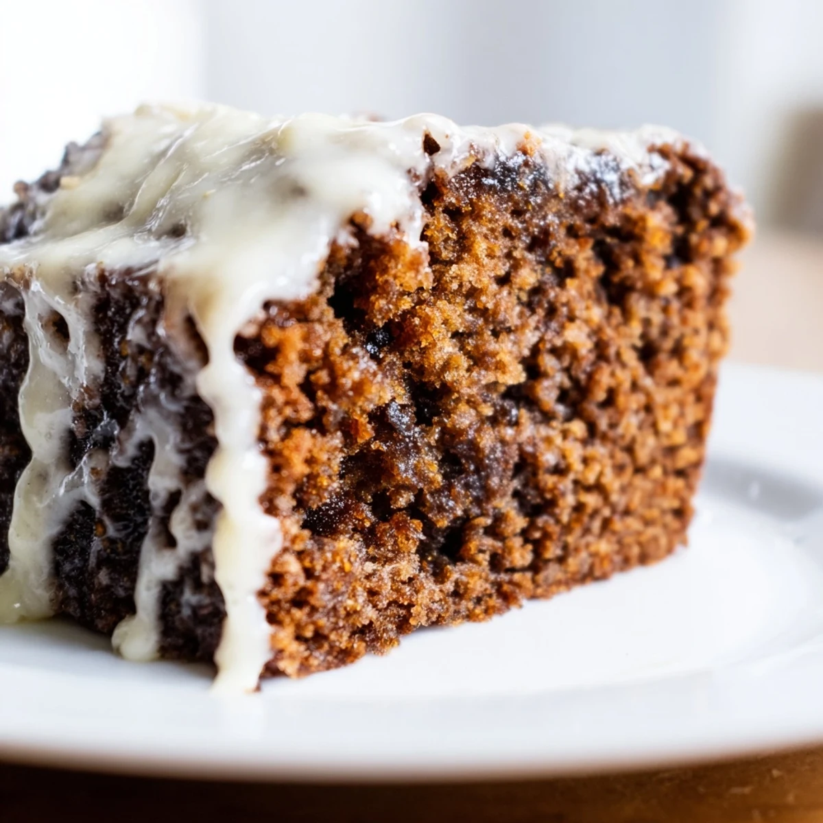 Homemade Gingerbread Loaf with Lemon Cream Cheese Glaze topped with lemon zest, sliced and arranged on a rustic wooden board.