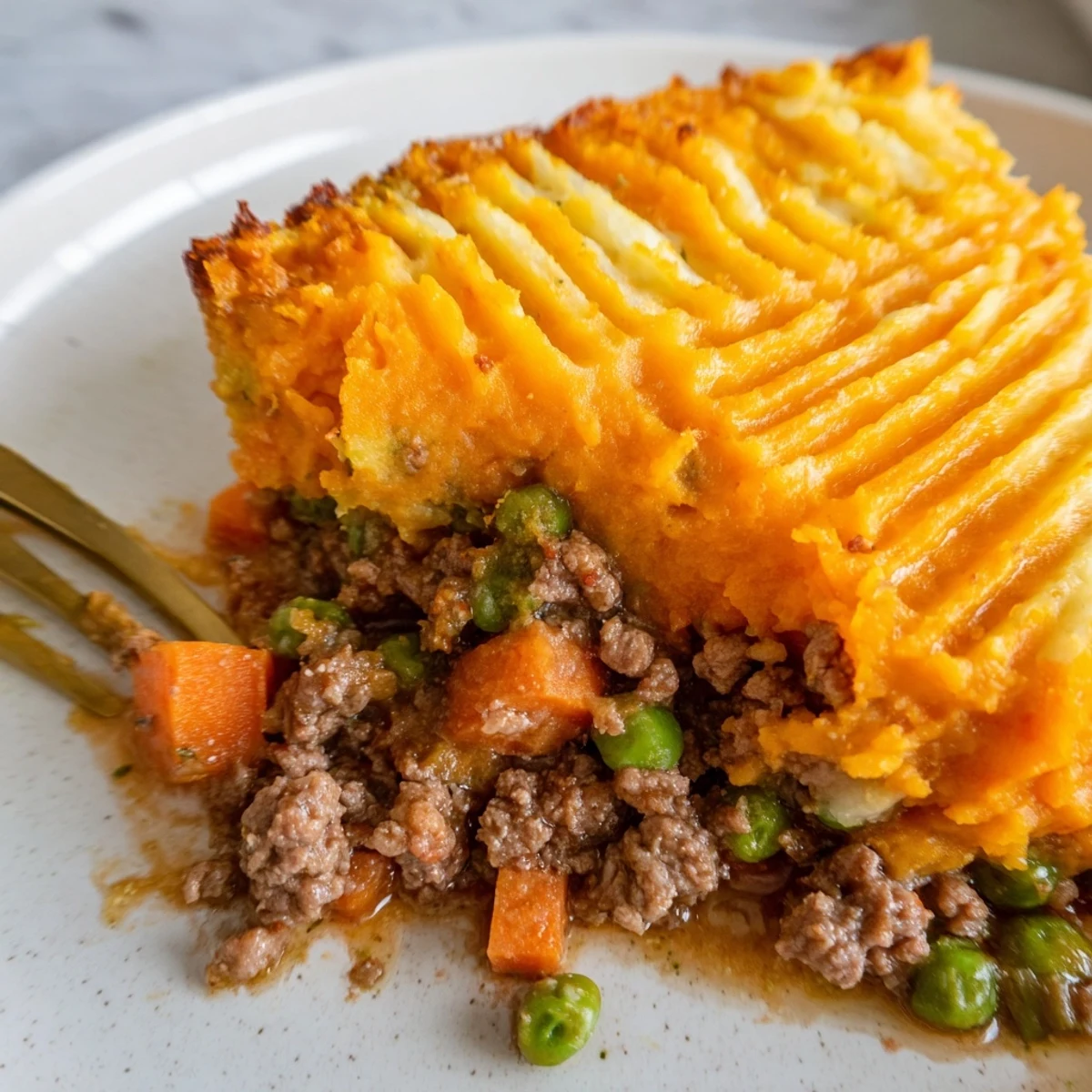 Creamy sweet potato topping adds a sweet twist to the hearty Beef Shepherds Pie with Sweet Potato Mash, perfect for a cozy family dinner.