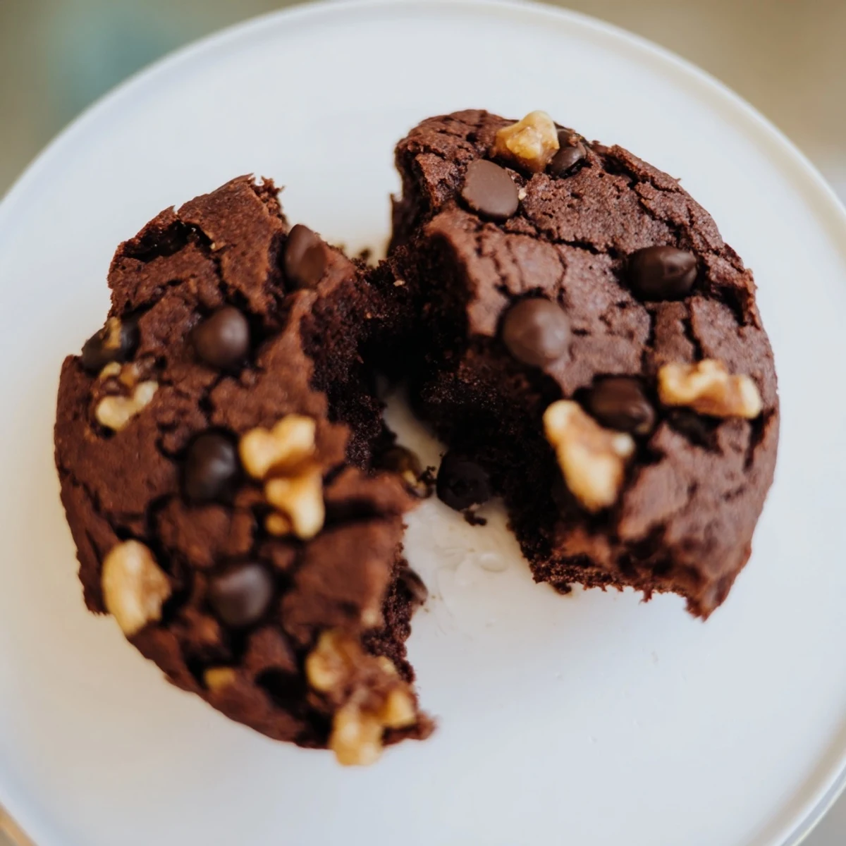 Freshly baked Chocolate Brownie Bites are served on a white plate, accompanied by a glass of cold milk for dipping.