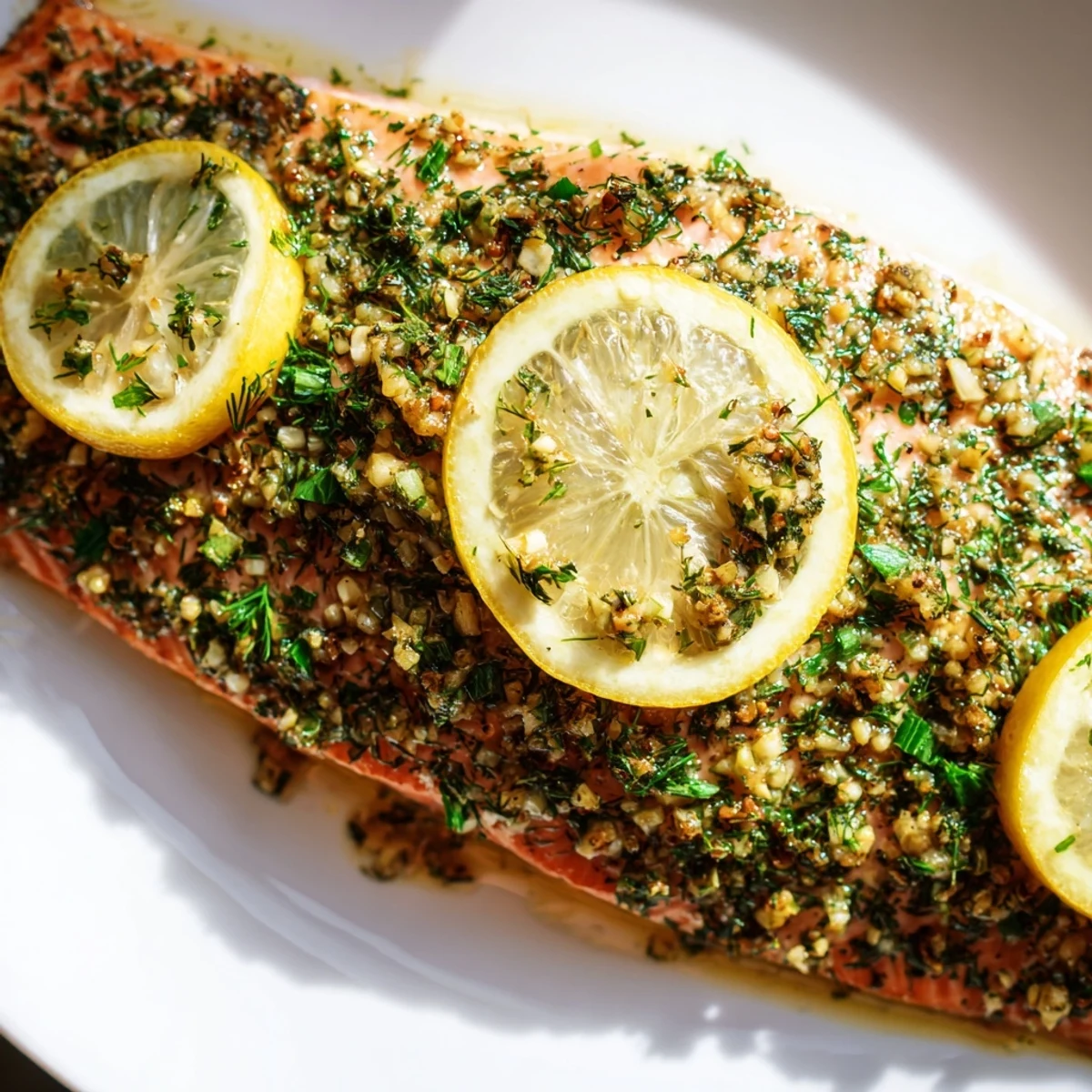Freshly cooked Baked Salmon with Lemon and Herbs, served alongside roasted asparagus and rice for a complete meal.
