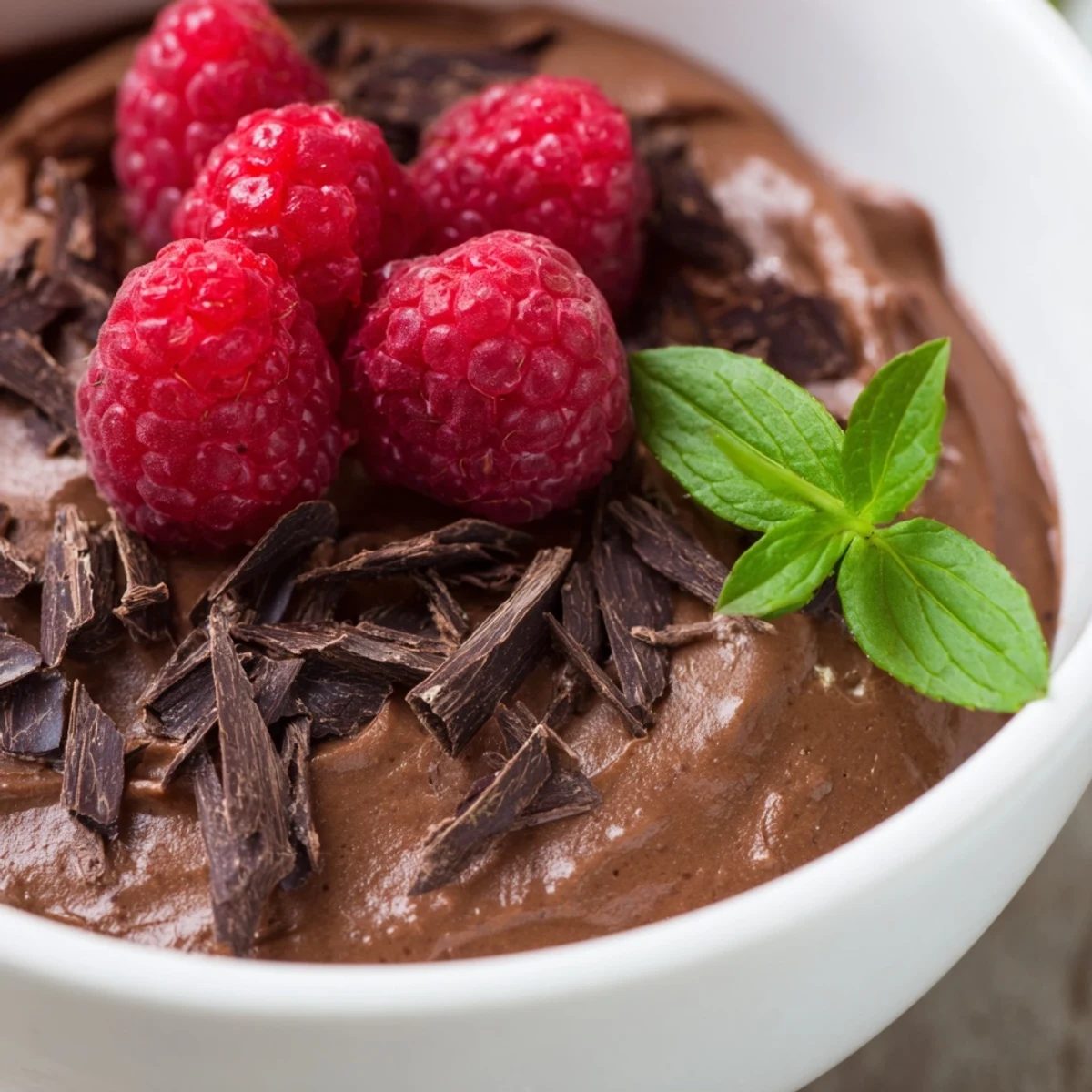 Chocolate Avocado Mousse Raspberries