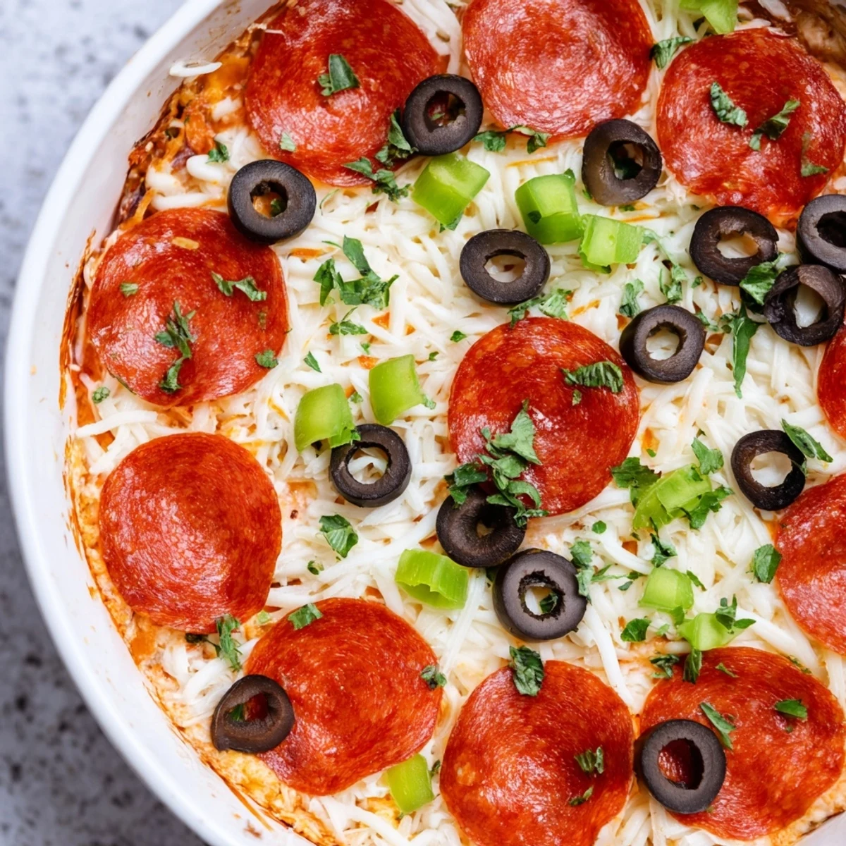 Bubbling from the oven, the Game Day Pepperoni Pizza Dip is topped with halal pepperoni, parsley, and dippable bread.