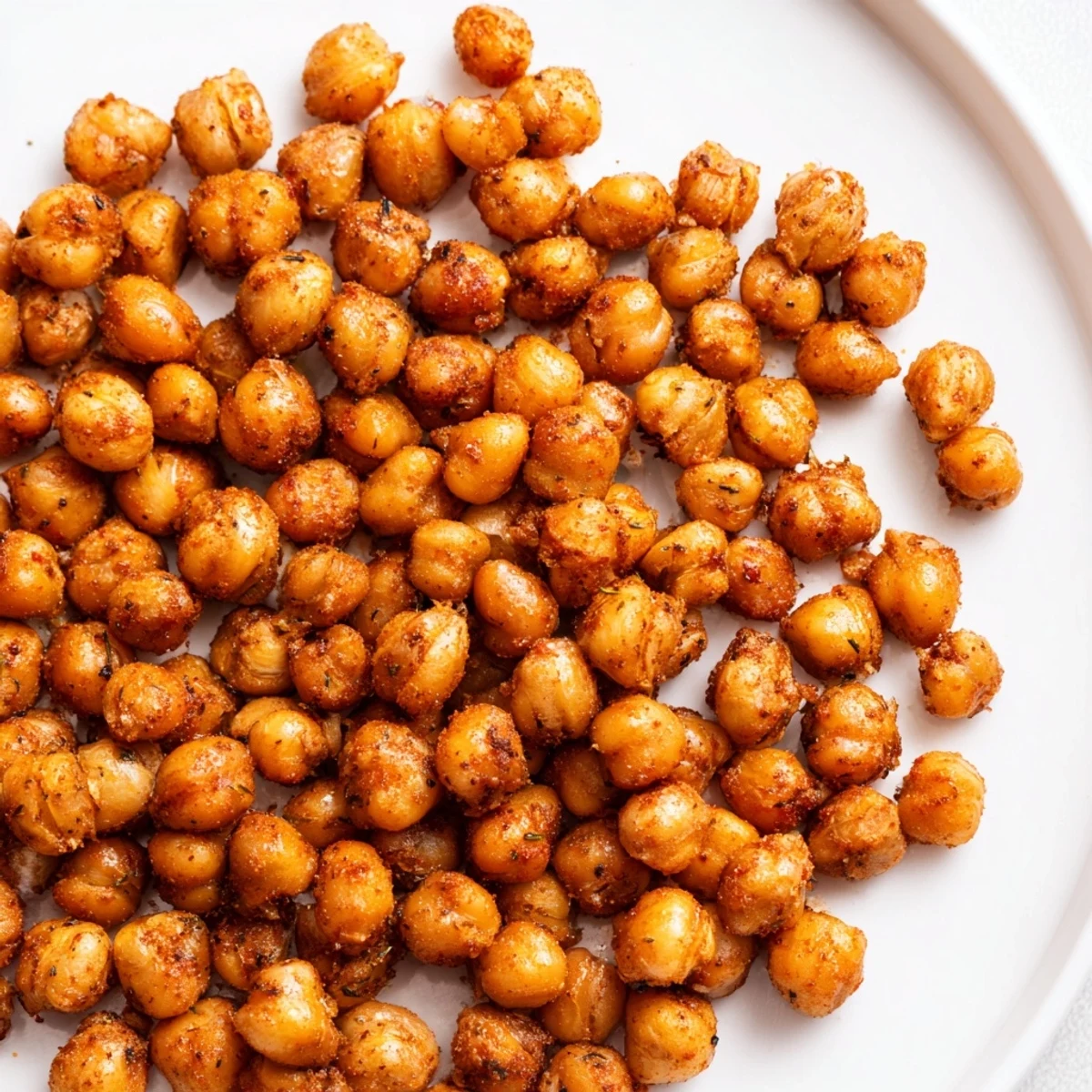 Freshly baked Cajun Spiced Roasted Chickpeas cooling on a tray, ready for snacking or appetizers.