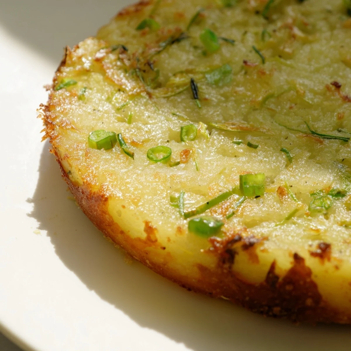 Soft, fluffy Irish Potato Cakes with Scallions topped with extra sliced green onions and a pat of butter.