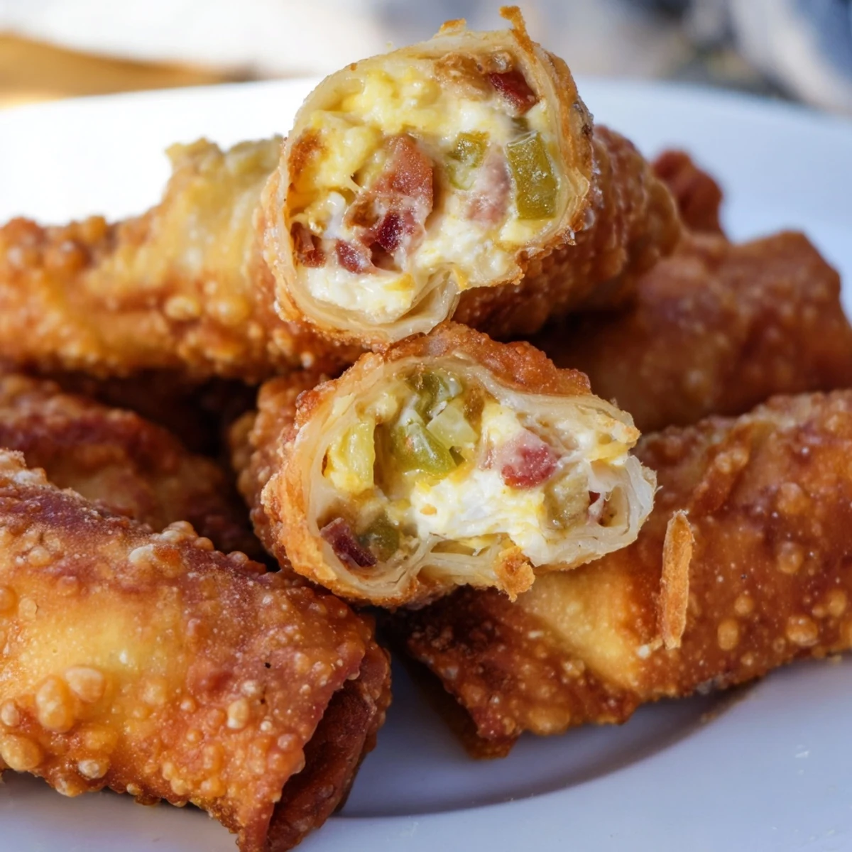 Serve these Bacon Jalapeno Popper Eggrolls with a side of cool ranch dip for a perfect party appetizer.