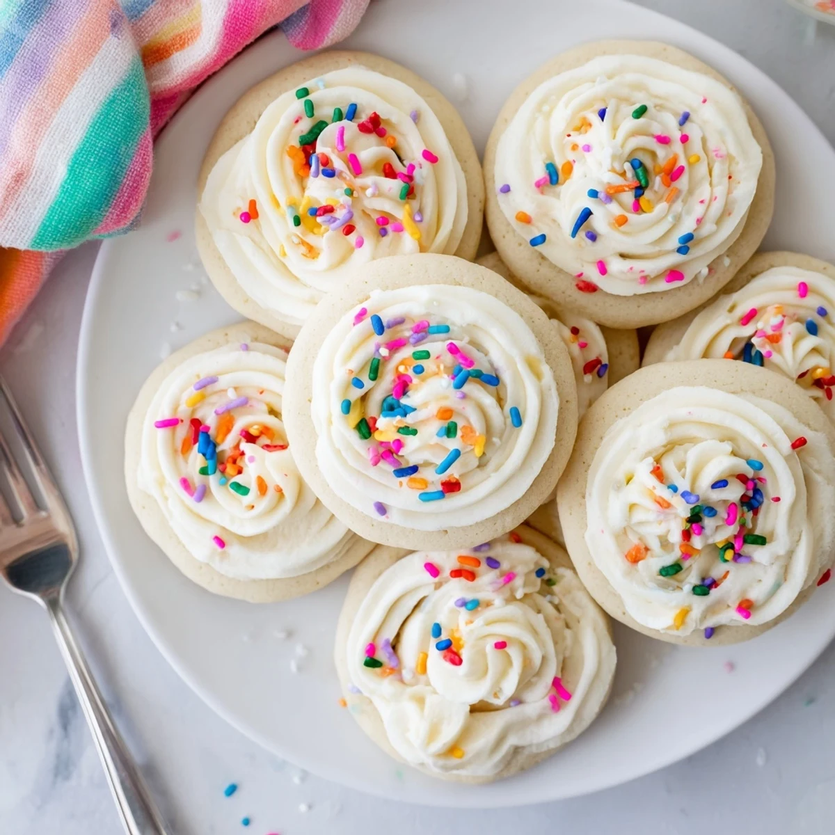 Soft Walmart-Style Sugar Cookies with colorful sprinkles and buttercream frosting ready to serve.