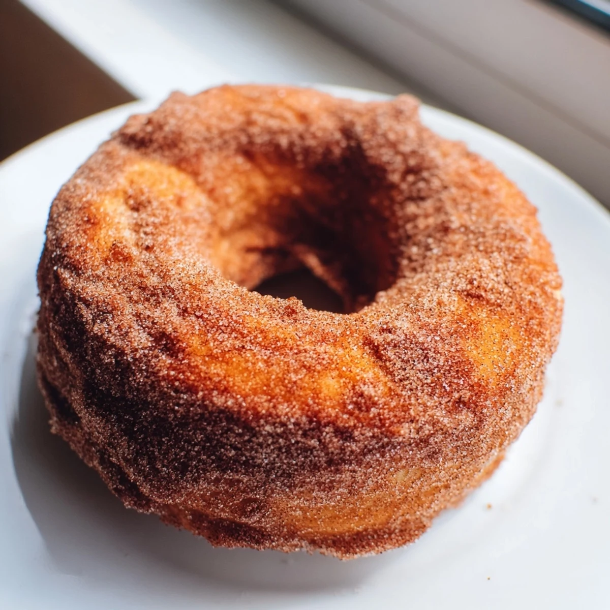 Freshly baked donuts from this Delicious Baked Cinnamon Sugar Donuts You Cant Resist recipe sit beside a hot coffee.