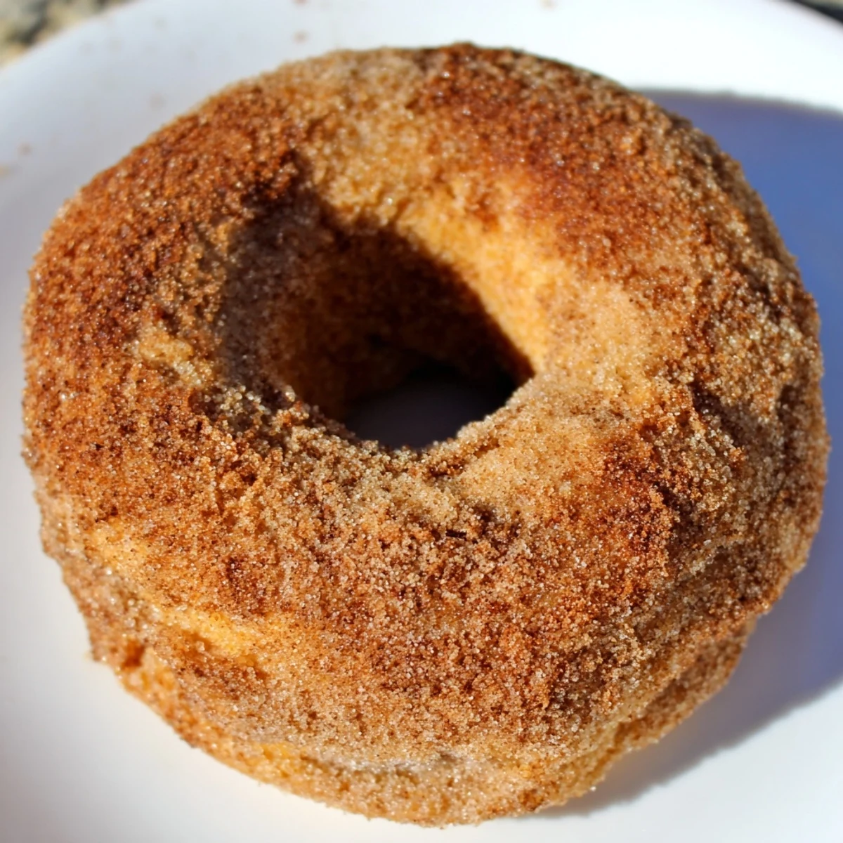 A close up view of Delicious Baked Cinnamon Sugar Donuts You Cant Resist ready to serve as a sweet dessert treat.