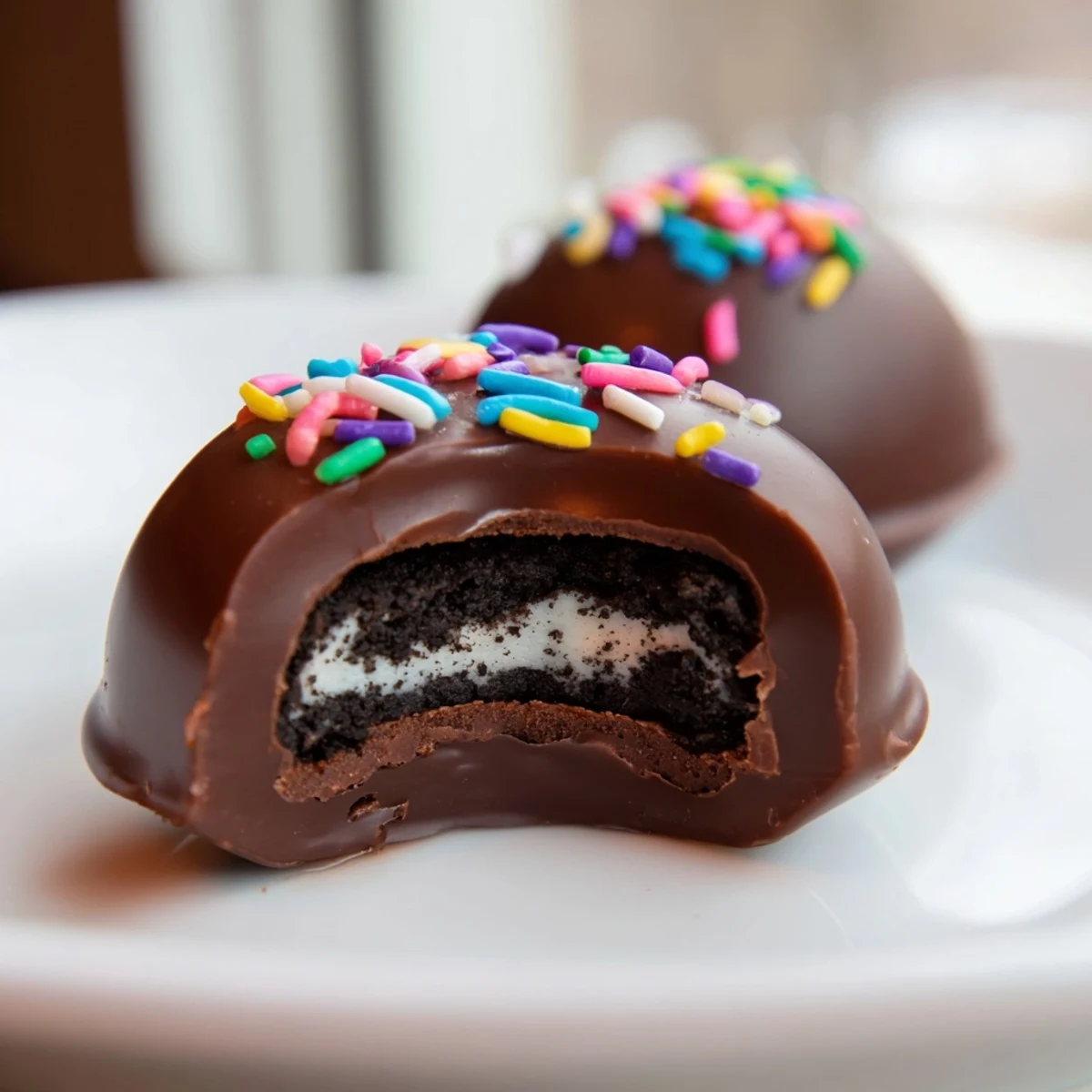 Homemade Easter Egg Oreo Balls arranged on a cooling rack with melted chocolate coating and colorful candy drizzle.