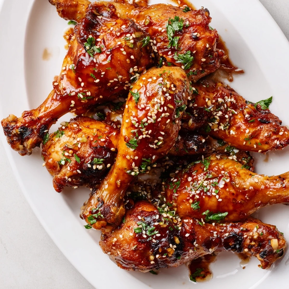 Tender baked chicken drumsticks brushed with savory honey garlic sauce until perfectly glazed and caramelized