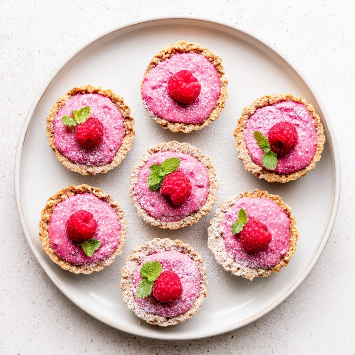 Silky smooth raspberry curd fills crisp plant-based tart shells in this elegant dessert