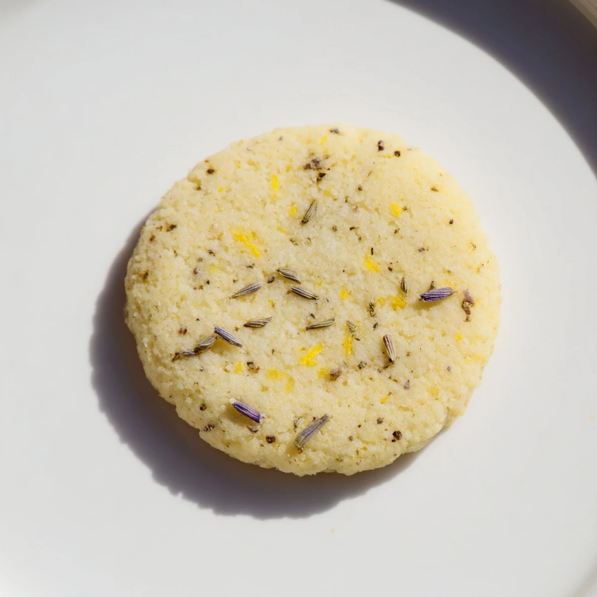 Golden lemon lavender cookies cooling on a wire rack with visible purple lavender buds