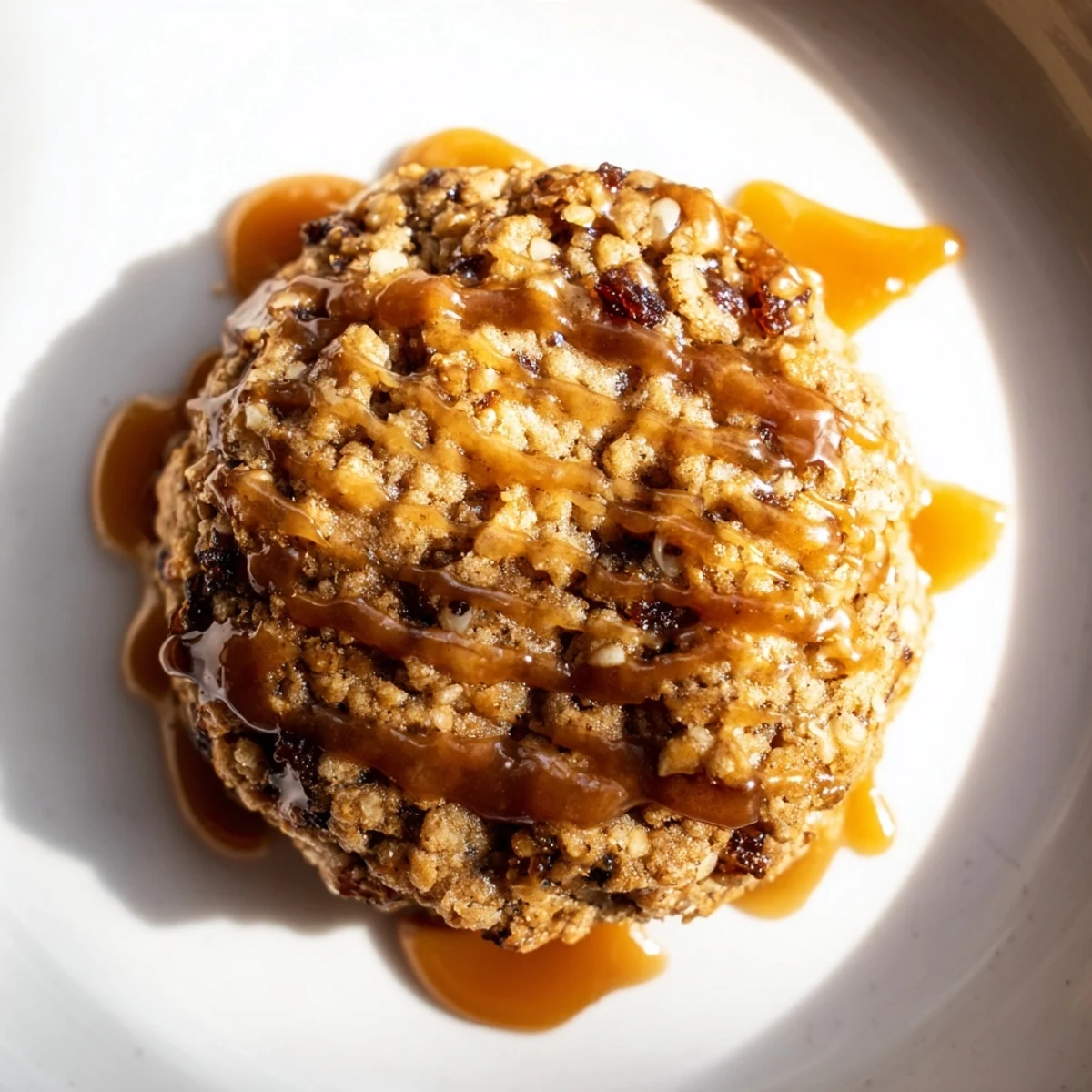 Golden brown sticky toffee pudding cookies drizzled with warm buttery toffee glaze