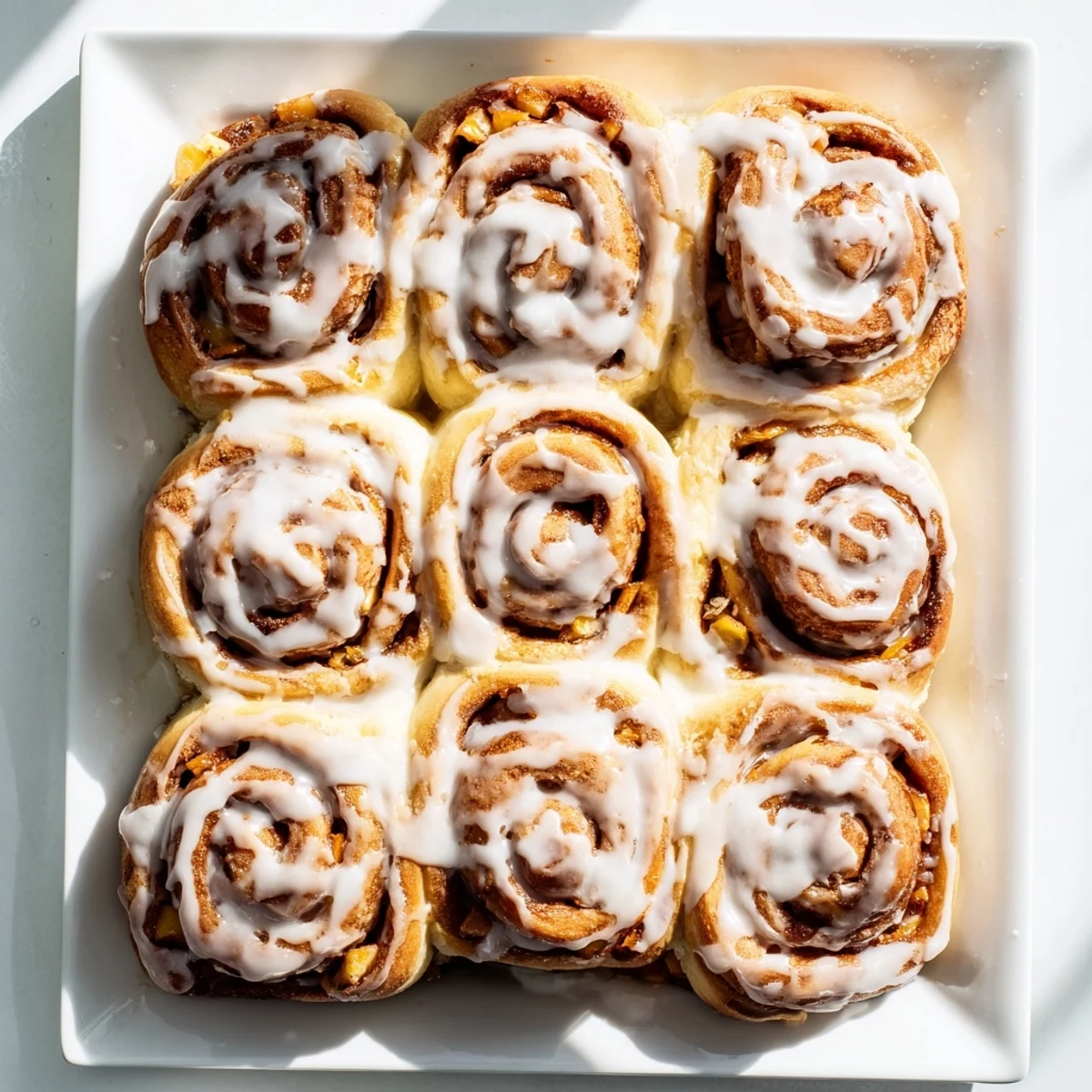 Fresh peach cinnamon rolls glazed and ready to serve for breakfast or dessert