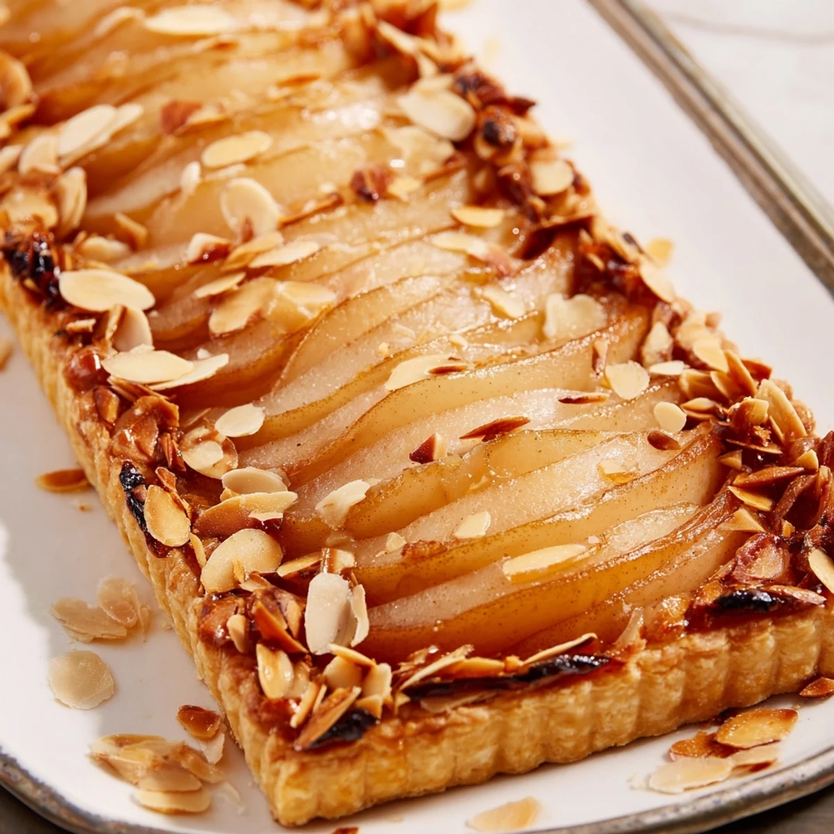 Golden baked spiced pear and puff pastry tarts with caramelized edges and flaky layers