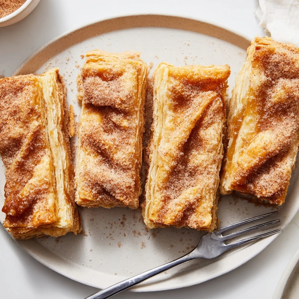 Warm homemade dulce de leche pastries with golden layers and sweet caramel center
