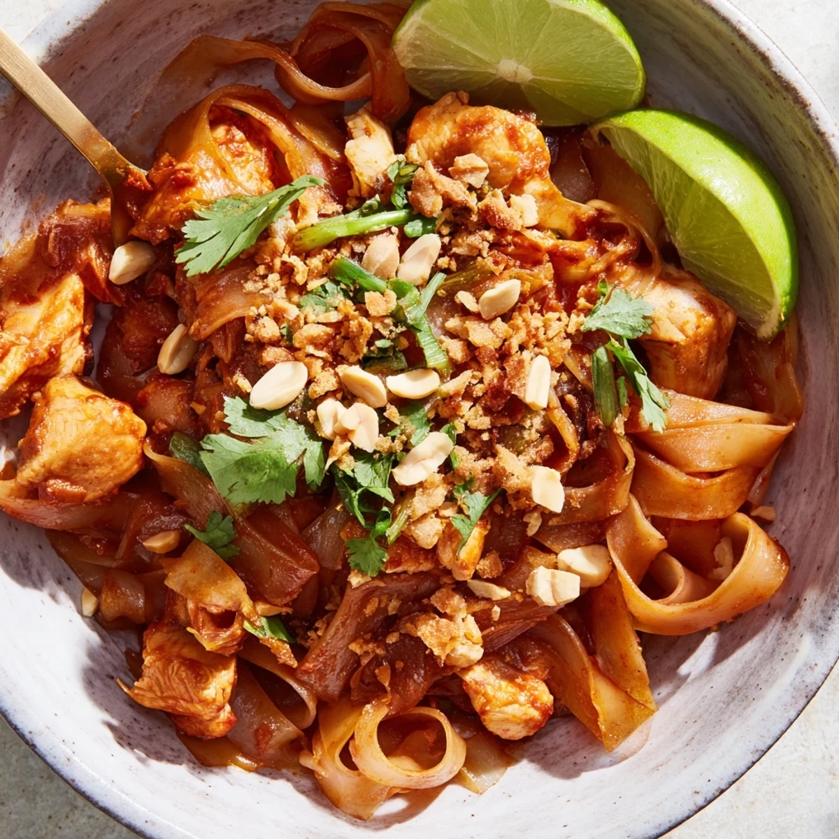 Steaming Shan Noodles featuring pickled mustard greens, roasted peanuts, and aromatic tomato-based chicken sauce