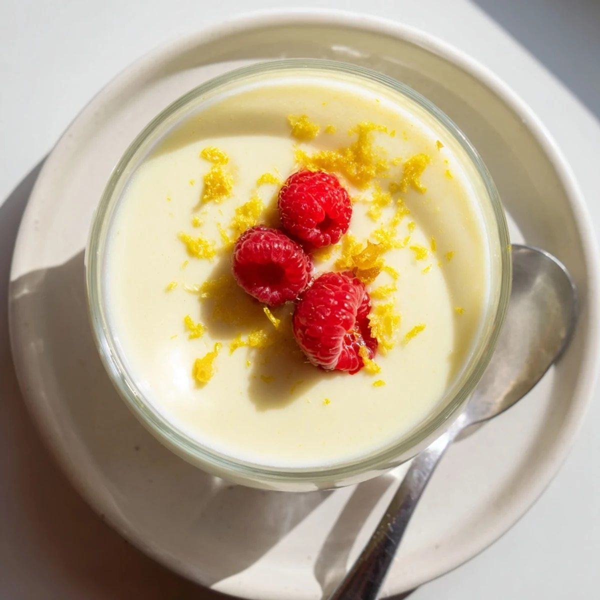 Individual lemon posset servings in elegant ramekins with shortbread cookie on side