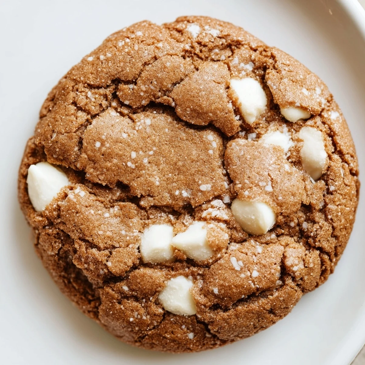 Freshly baked gingerbread white chocolate cookies cooling on a wire rack with golden edges