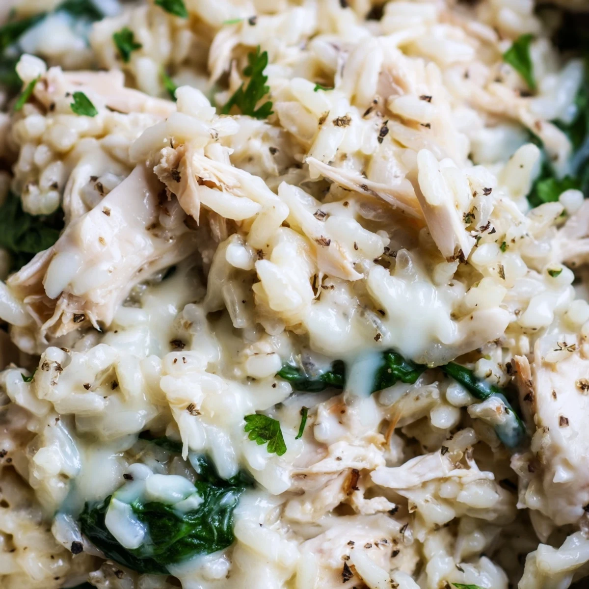 Golden brown chicken breasts rest over creamy rice in this one pot angel chicken bake