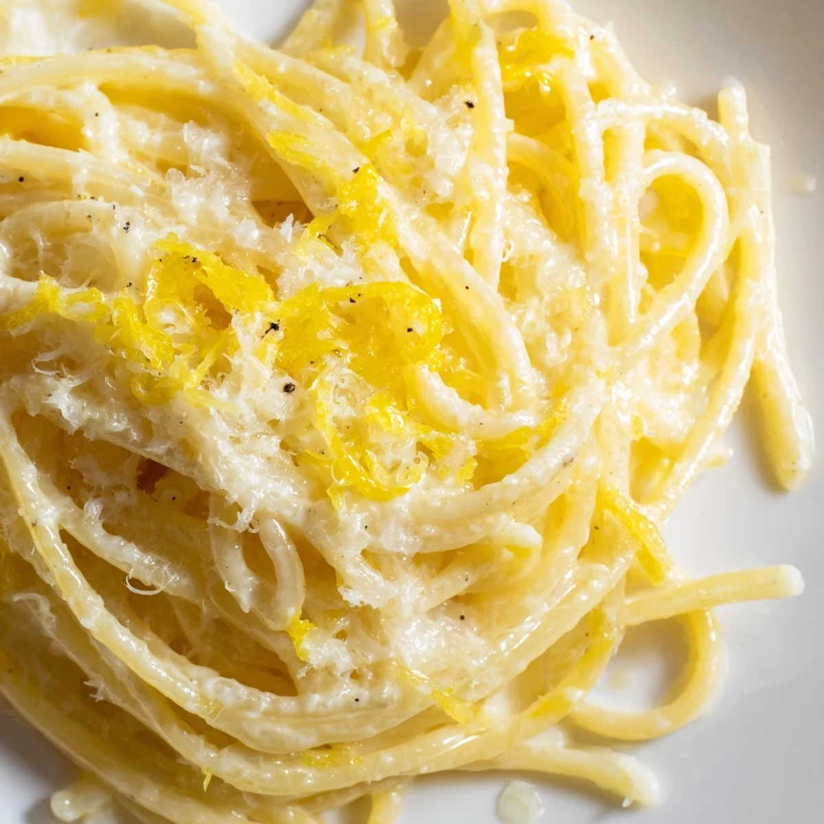 Golden strands of Parmesan Lemon Pasta glistening with olive oil and citrus zest