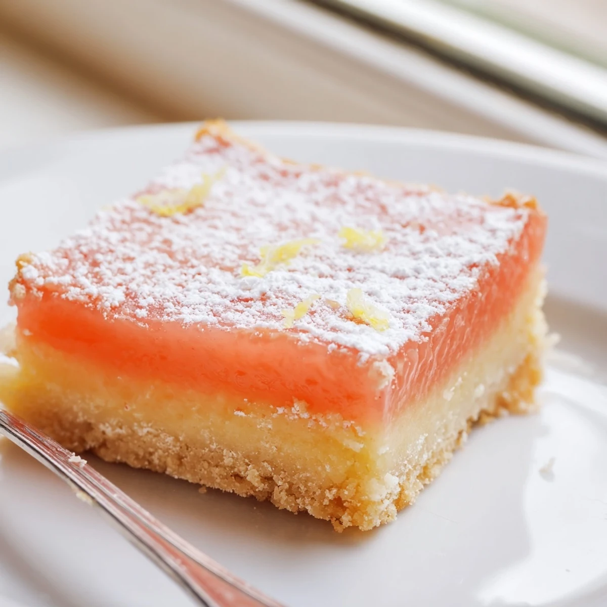 Golden grapefruit bars with tangy custard filling on a buttery shortbread crust