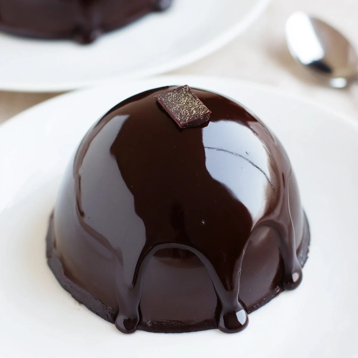 Elegant Chocolate Mascarpone Dome Dessert With Glossy Shells showcasing silky mousse and mirror sheen