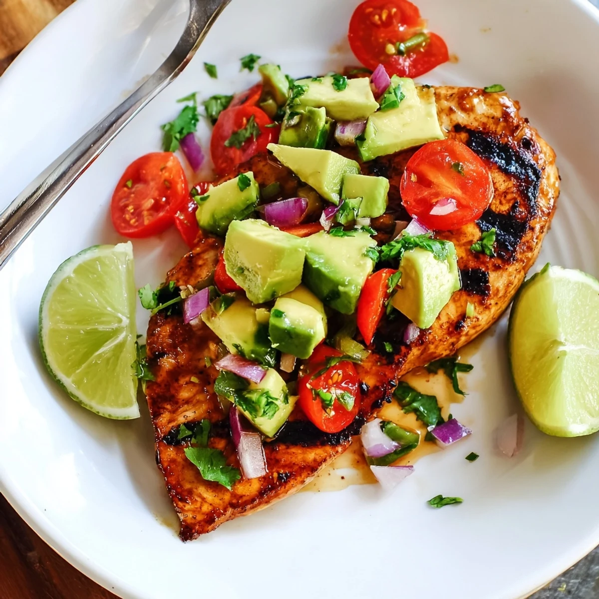 Sliced Fiesta Lime Chicken With Avocado on a plate beside warm tortillas