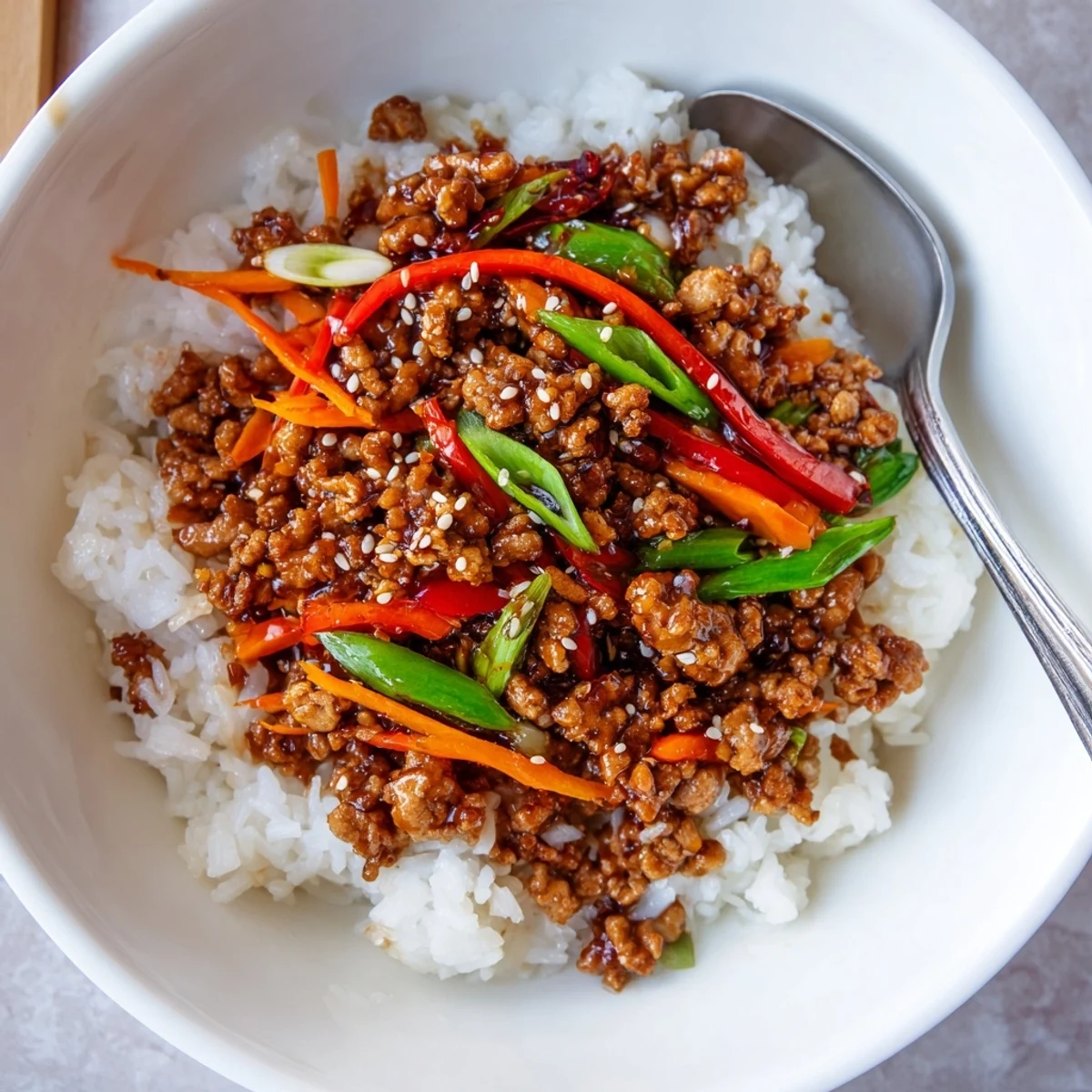 Weeknight Teriyaki Turkey Rice Bowls: savory ground turkey, honeyed sauce, vibrant veggies