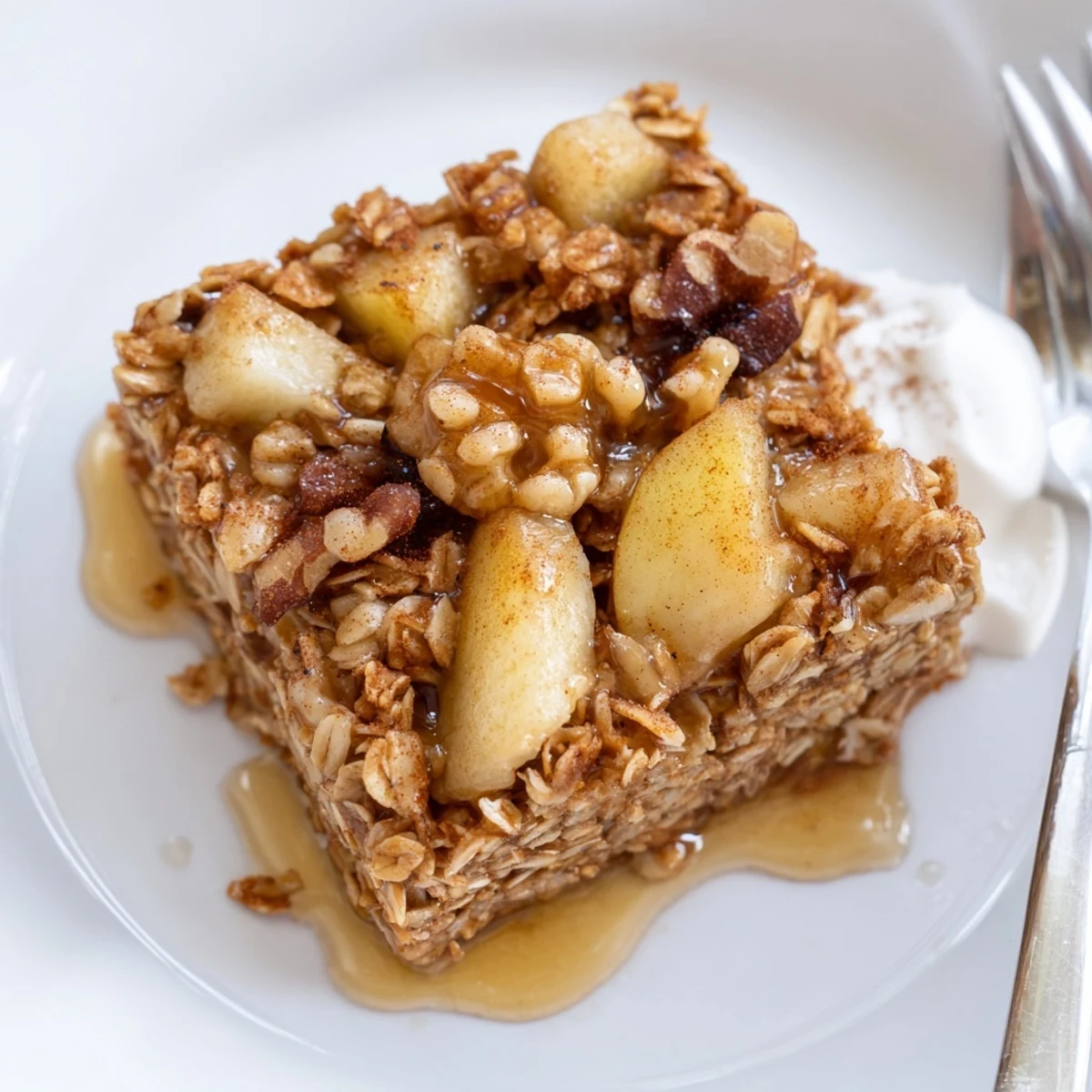Golden crisp edges and soft center in this Apple Cinnamon Oatmeal Bake Recipe