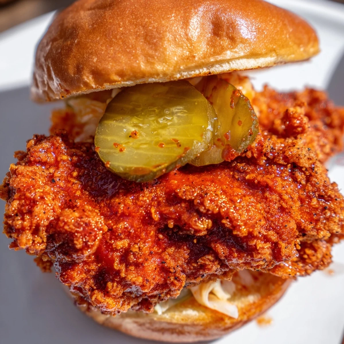 Spicy Nashville Hot Chicken Sandwiches Recipe To Savor paired with sweet iced tea