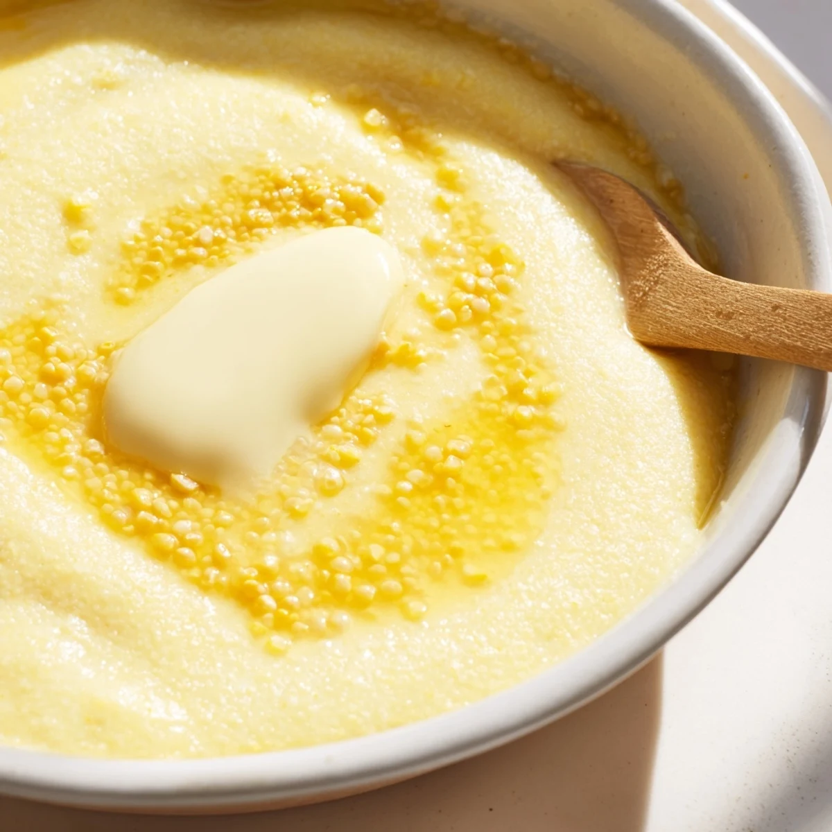 Creamy maize porridge bowl topped with golden honey and crunchy nuts for a comforting breakfast