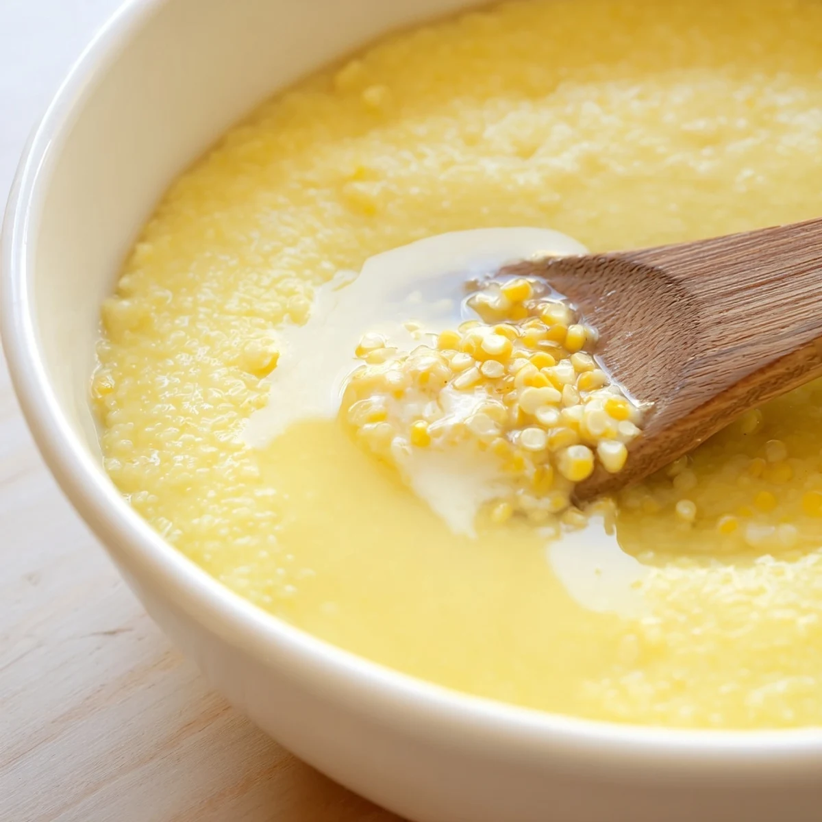 Smooth golden maize porridge cooked to perfection, garnished with fresh dried fruits and warm honey