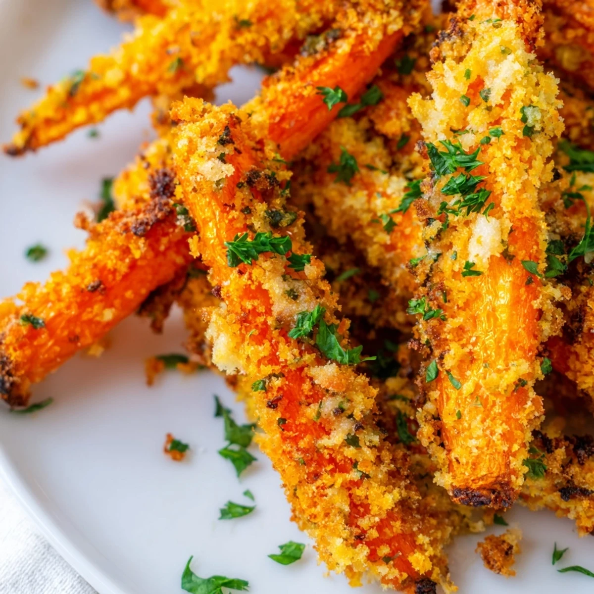 Close-up of tender Parmesan roasted carrots displayed on rustic wooden board with melting cheese