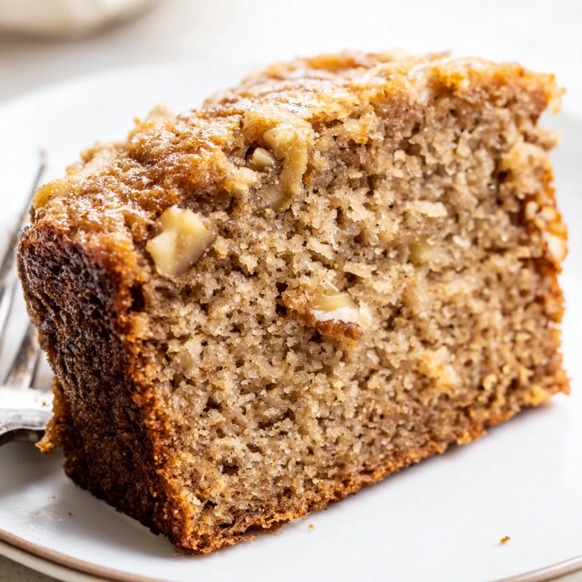 Moist Banana Cake resting on wire rack, golden crumb and banana aroma