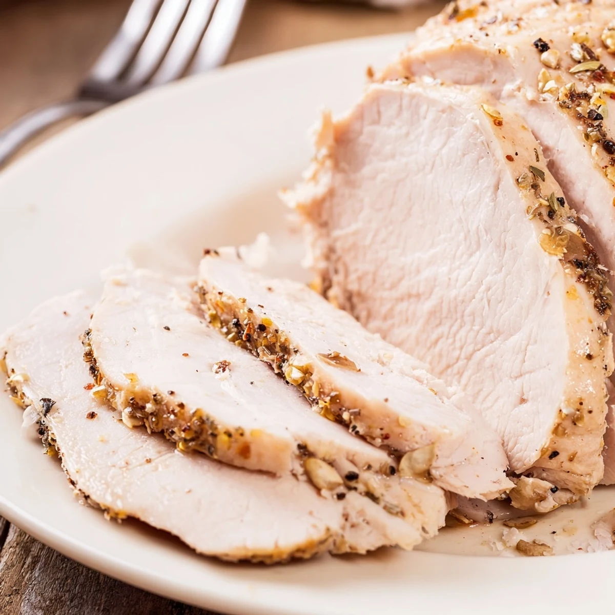 Thin slices of smoky Homemade Sandwich Deli Meat paired with wholegrain mustard.