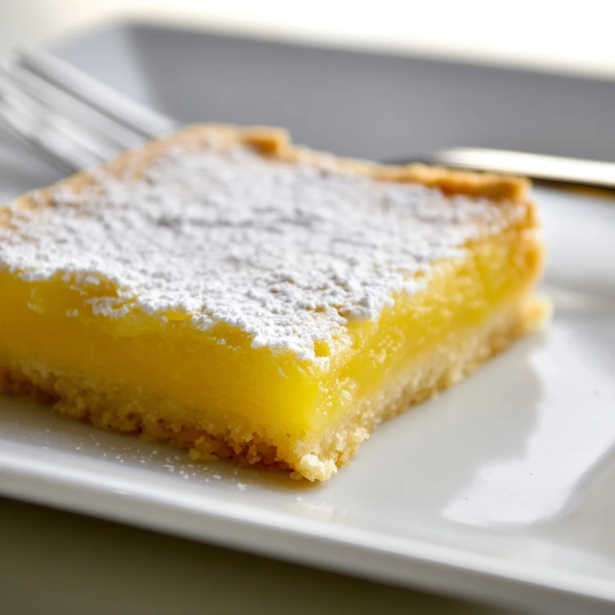 Square bright and fresh simple lemon bars featuring a buttery crust and zesty yellow filling