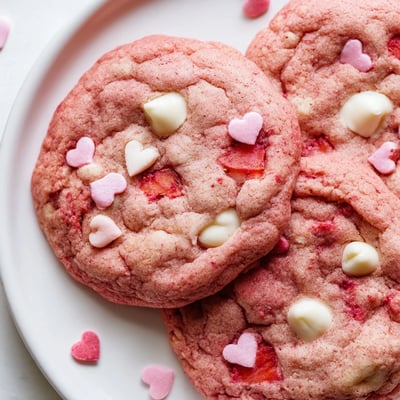 Valentine Strawberry White Chocolate Cookies